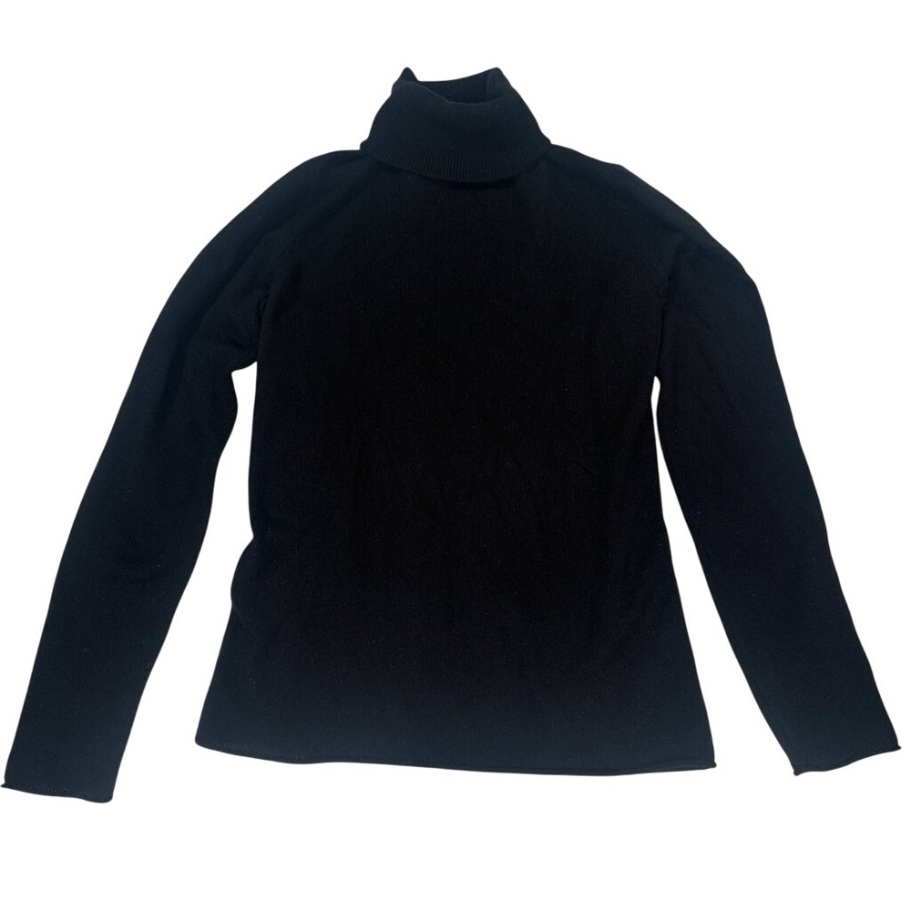 Neiman Marcus Quiet Luxury Black 100% Cashmere Turtleneck Sweater Size LARGE